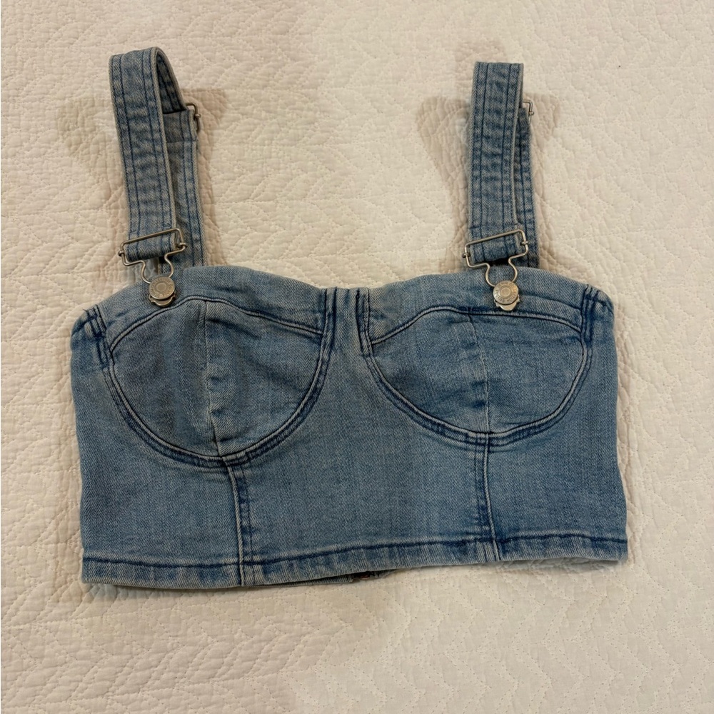 Bershka Light Blue Denim Top